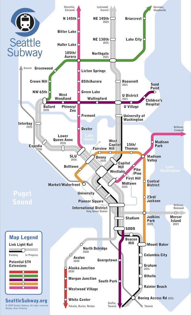 Seattle subway station map